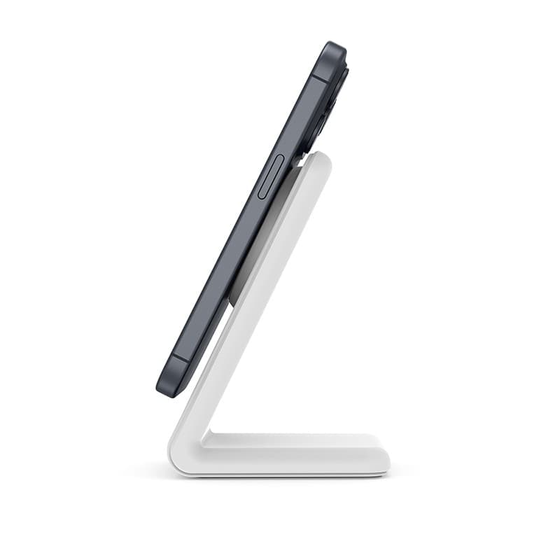Crong MagSpot Stand - Caricabatterie wireless 2 in 1 con MagSafe per iPhone e AirPods (bianco) - 15