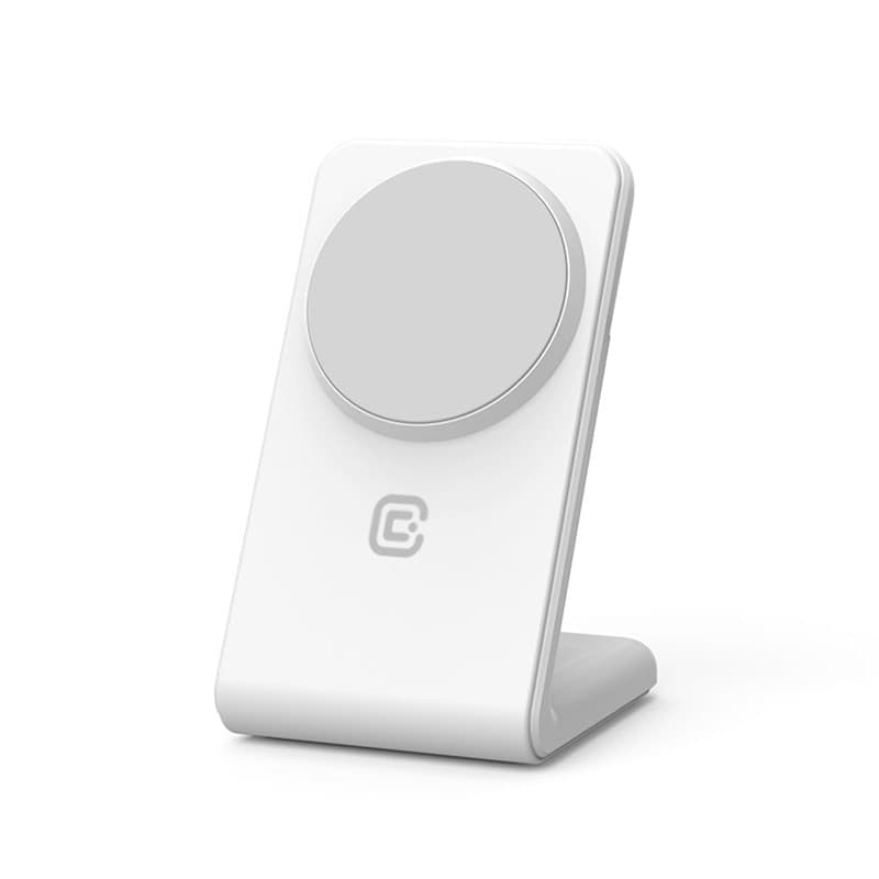Crong MagSpot Stand - Caricabatterie wireless 2 in 1 con MagSafe per iPhone e AirPods (bianco) - 17