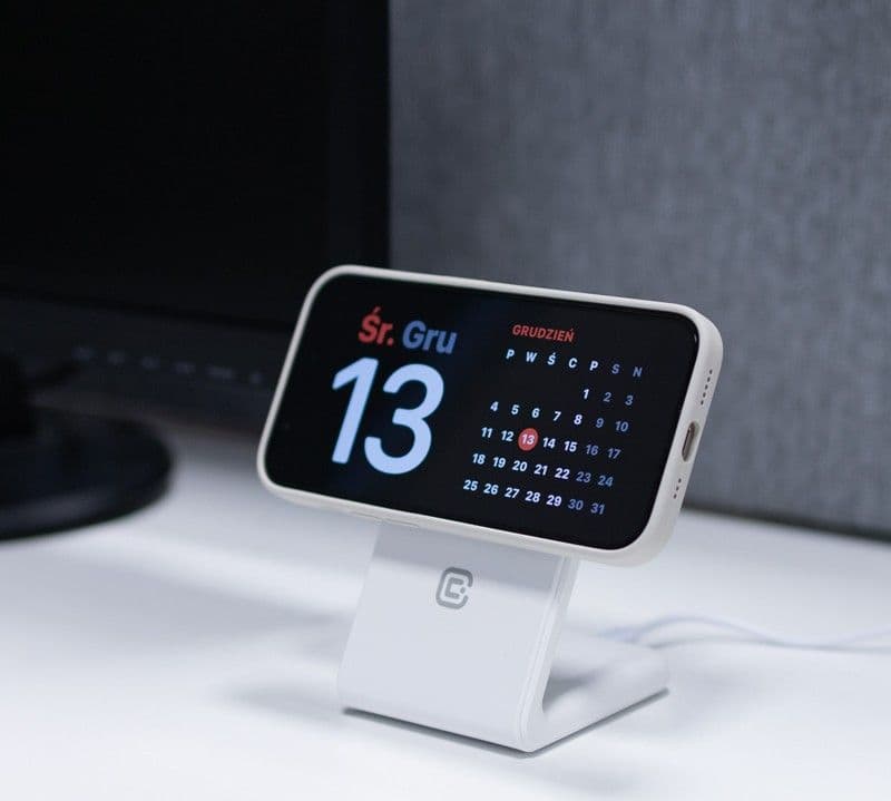 Crong MagSpot Stand - Caricabatterie wireless 2 in 1 con MagSafe per iPhone e AirPods (bianco) - 20