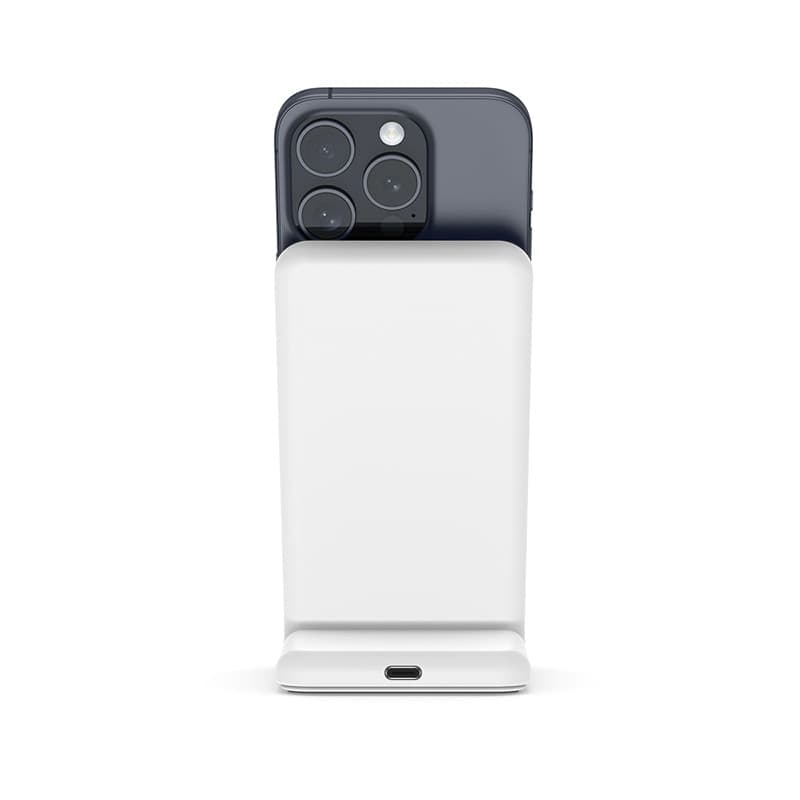 Crong MagSpot Stand - Caricabatterie wireless 2 in 1 con MagSafe per iPhone e AirPods (bianco) - 6