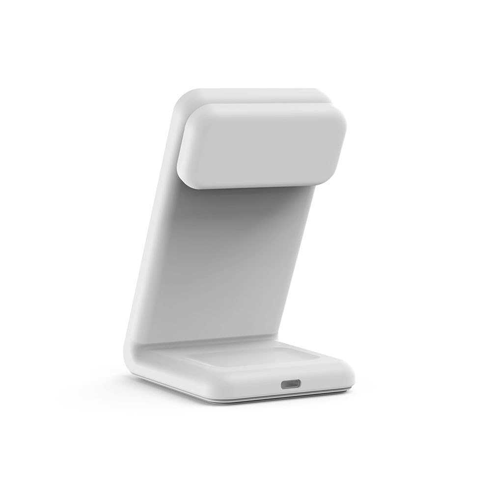 Crong MagSpot Pivot Stand - Caricabatterie wireless 3 in 1 con MagSafe per iPhone, Apple Watch e AirPods (bianco) - 18