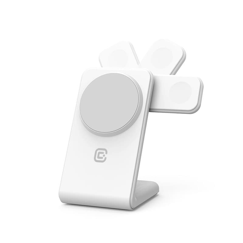 Crong MagSpot Pivot Stand - Caricabatterie wireless 3 in 1 con MagSafe per iPhone, Apple Watch e AirPods (bianco) - 6