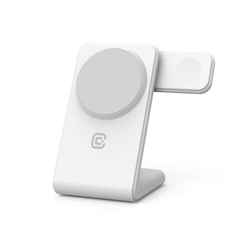 Crong MagSpot Pivot Stand - Caricabatterie wireless 3 in 1 con MagSafe per iPhone, Apple Watch e AirPods (bianco) - 7