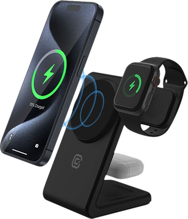 Crong MagSpot Pivot Stand - Caricabatterie wireless 3 in 1 con MagSafe per iPhone, Apple Watch e AirPods (nero) - 11