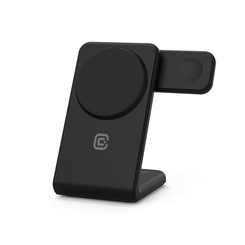 Crong MagSpot Pivot Stand - Caricabatterie wireless 3 in 1 con MagSafe per iPhone, Apple Watch e AirPods (nero) - 17