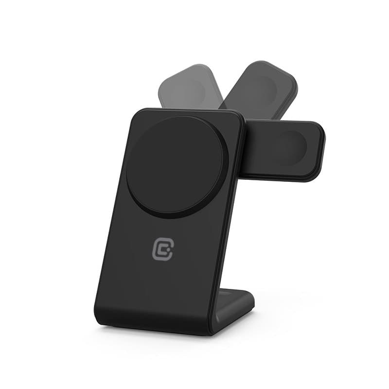 Crong MagSpot Pivot Stand - Caricabatterie wireless 3 in 1 con MagSafe per iPhone, Apple Watch e AirPods (nero) - 6