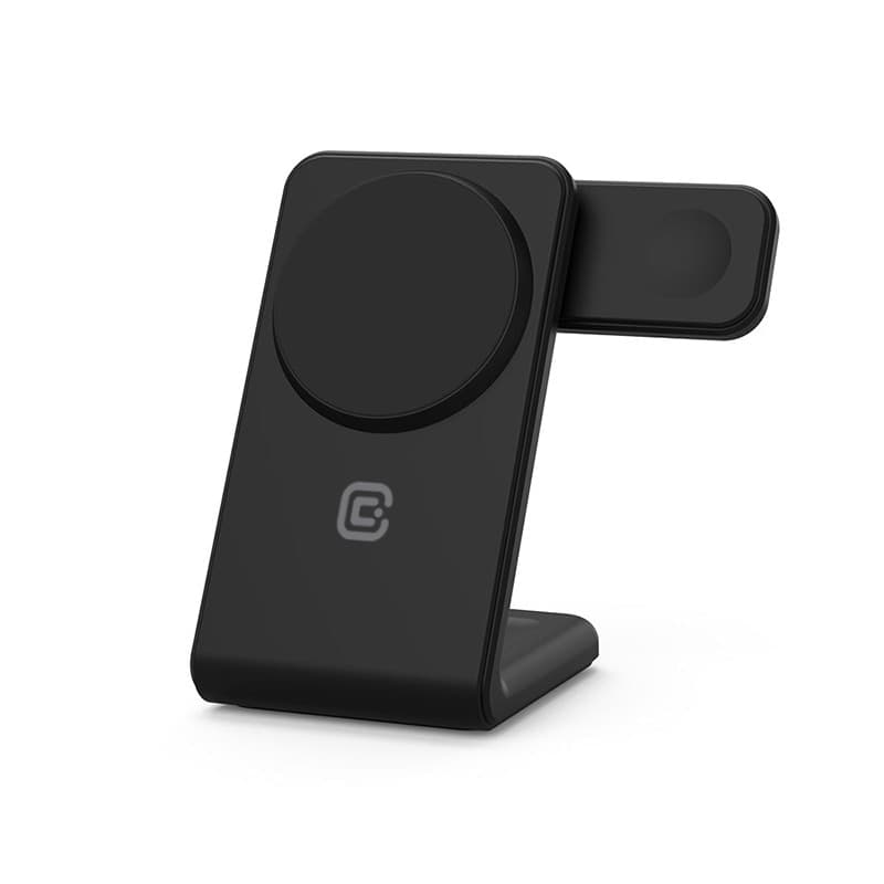Crong MagSpot Pivot Stand - Caricabatterie wireless 3 in 1 con MagSafe per iPhone, Apple Watch e AirPods (nero) - 7