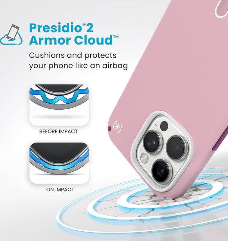 Speck Presidio2 Pro ClickLock e MagSafe - Custodia per iPhone 16 Pro Max (rosa mercoledi / viola Boysenberry / bianco) - 3