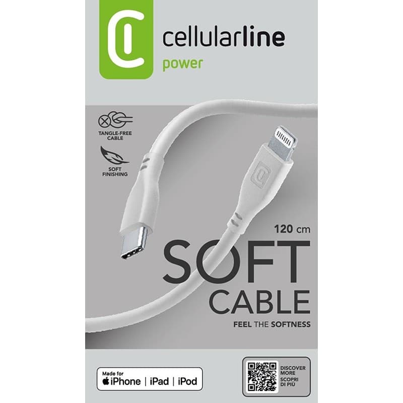 Cellularline Soft Cable - USB-C to Lightning cable MFi certified 1.2 m (grey) - 10