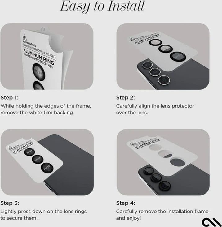 Case-Mate Aluminum Ring Lens Protector - Protective Glass for the camera lens of the Samsung Galaxy S24 (Black) - 7