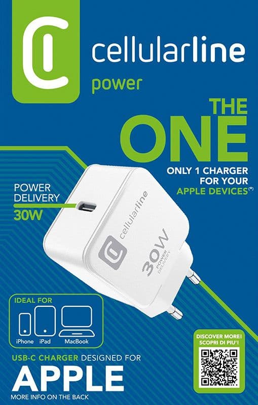 Cellularline The One - USB-C Power Delivery 30W mains charger (white) - 2