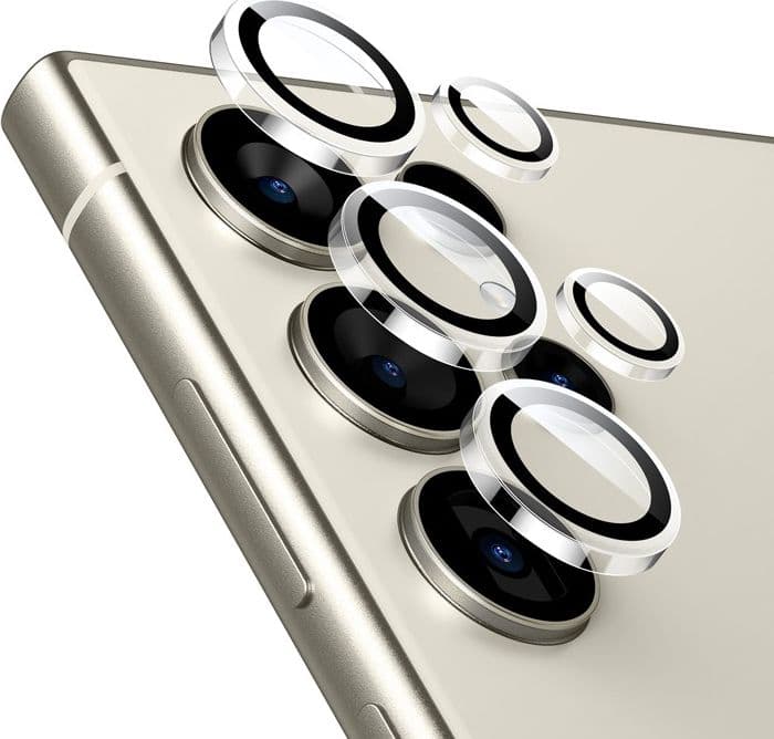 Crong Lens Ring - Vetro temperato per obiettivo della fotocamera Samsung Galaxy S24 Ultra (trasparente) - 6