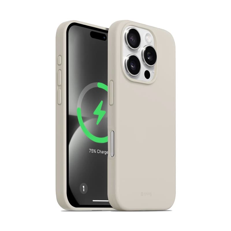Crong Color Cover Magnetic - Custodia MagSafe per iPhone 16 Pro (Beige pietra) - 3