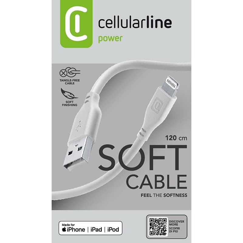 Cellularline Soft Cable - USB-A to Lightning cable MFi certified 1.2 m (grey) - 5
