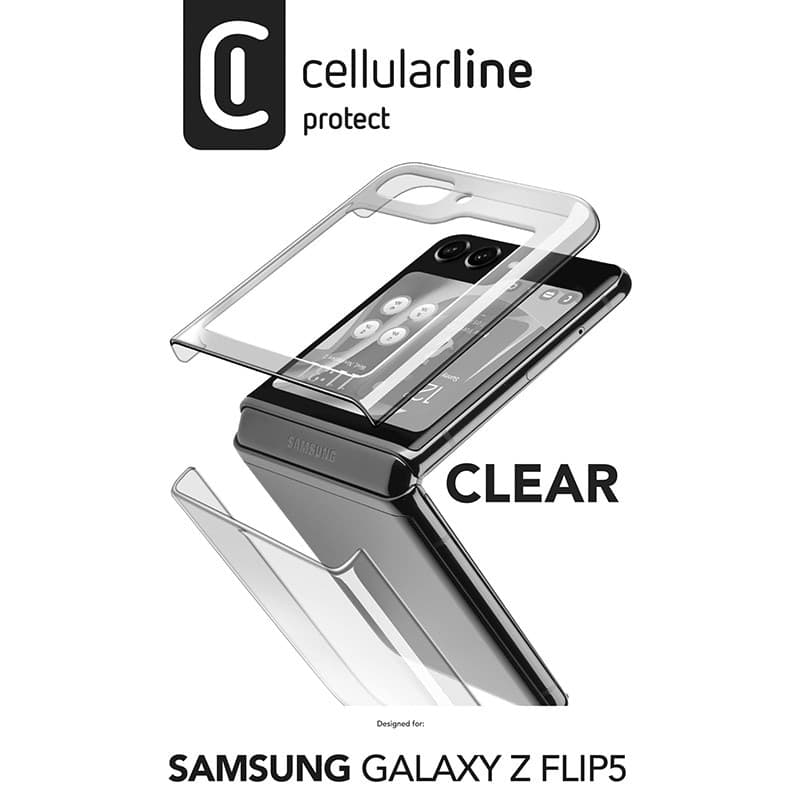 Cellularline Clear Case - Samsung Galaxy Z Flip 5 Case (Transparent) - 8