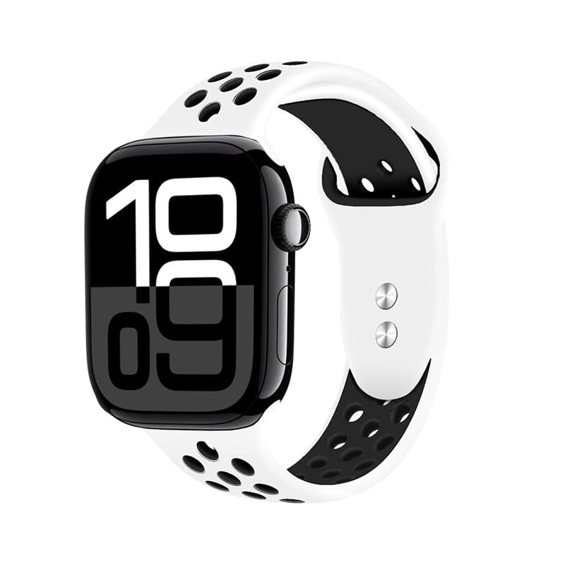 Crong Duo Sport - Cinturino per Apple Watch 38/40/41/42 mm (bianco/nero)