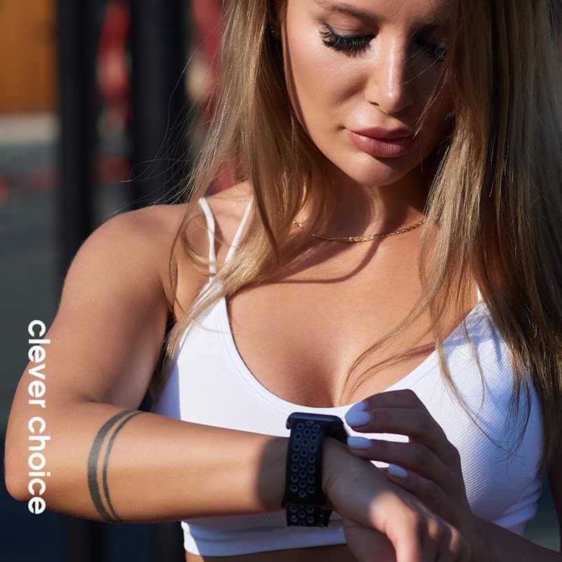 Crong Duo Sport - Cinturino per Apple Watch 38/40/41/42 mm (bianco/nero) - 8