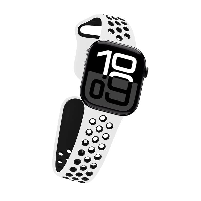 Crong Duo Sport - Cinturino per Apple Watch 38/40/41/42 mm (bianco/nero) - 9