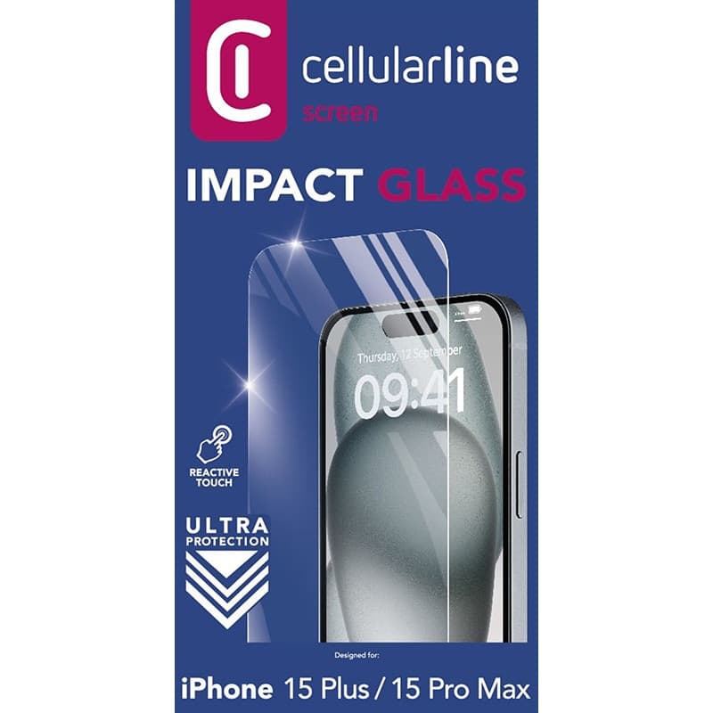 Cellularline Impact Glass - Toughened protective glass for iPhone 15 Plus / iPhone 15 Pro Max - 4