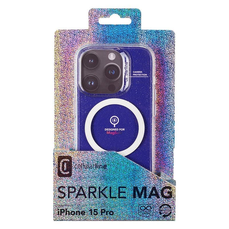 Cellularline Sparkle Mag - iPhone 15 Pro MagSafe Case (Transparent) - 4