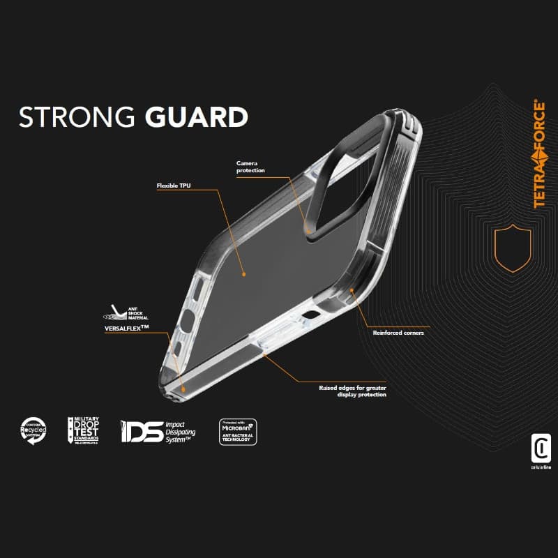 Cellularline Tetra Force Strong Guard - iPhone 15 Pro Case with MICROBAN Coating (Transparent) - 4