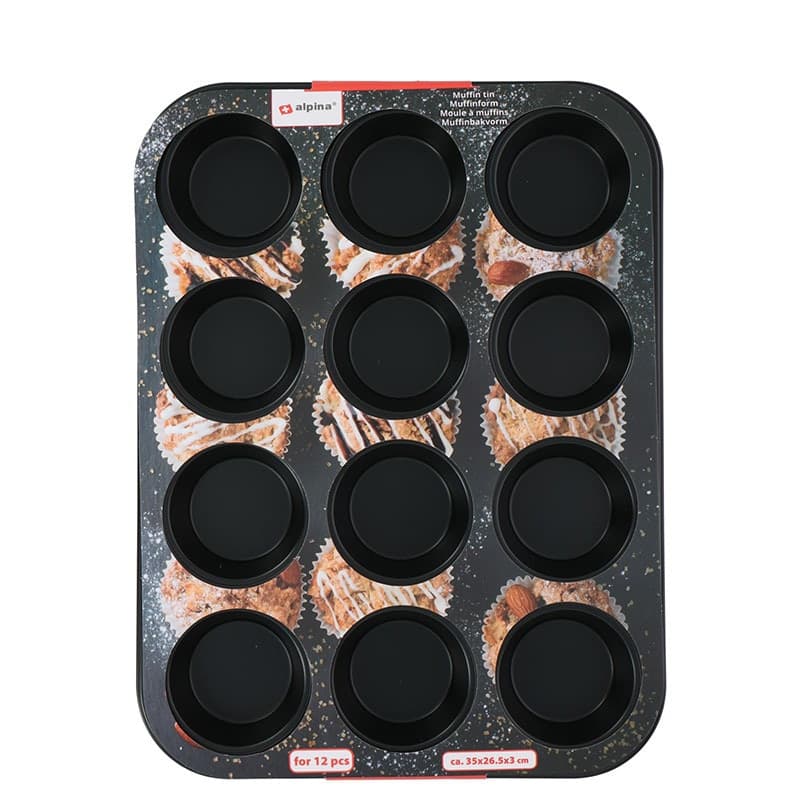 Alpina - Muffin / cupcake tin for 12 pieces non-stick (black) - 4