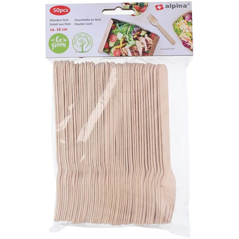 Alpina - Disposable wooden forks 16 cm 50 pcs