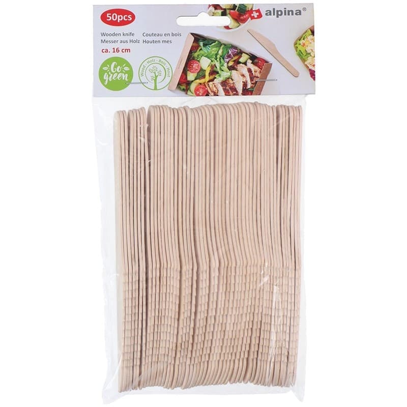 Alpina - Disposable wooden knives 16 cm 50 pcs - 4