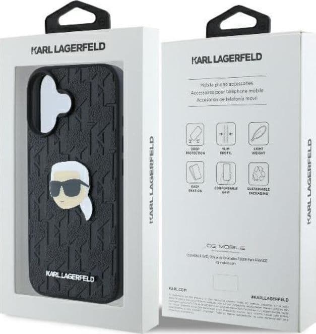 Karl Lagerfeld Monogram Karl Head Pin - Case for iPhone 16 (black) - 16