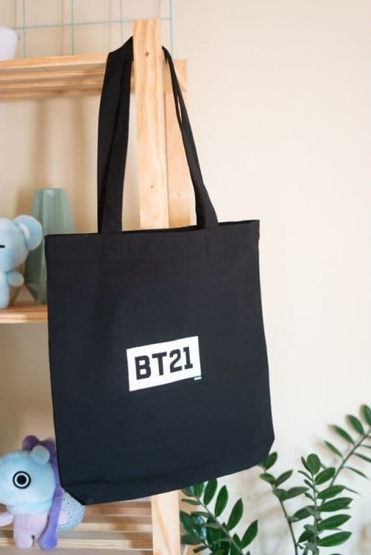 BT21 - Fabric shopping bag 28x40 cm (Black) - 4