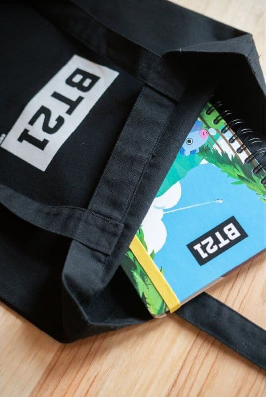 BT21 - Fabric shopping bag 28x40 cm (Black) - 5
