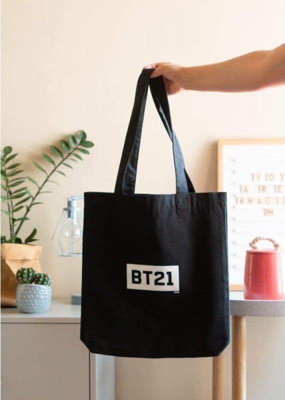 BT21 - Fabric shopping bag 28x40 cm (Black) - 7