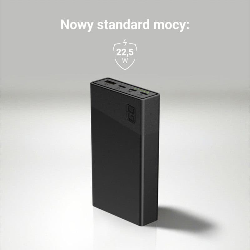 Green Cell PowerPlay20s - Power Bank 20000 mAh with USB-A QuickCharge 3.0 and 2x USB-C Power Delivery 22.5W (black) - 2