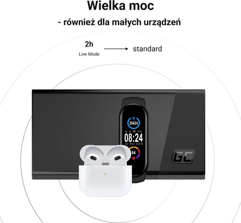 Green Cell PowerPlay20s - Power Bank 20000 mAh with USB-A QuickCharge 3.0 and 2x USB-C Power Delivery 22.5W (black) - 15