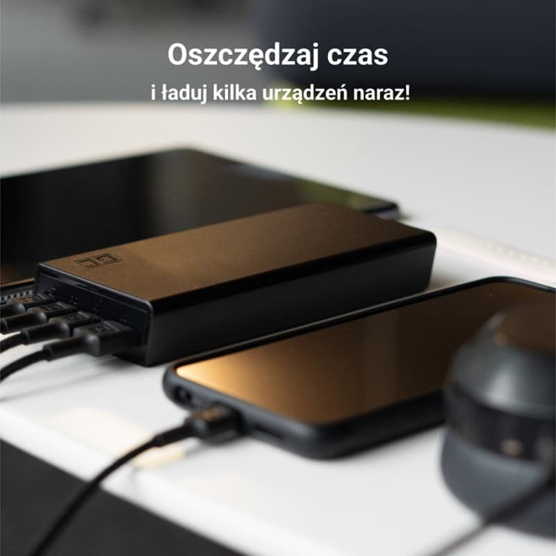 Green Cell PowerPlay20s - Power Bank 20000 mAh with USB-A QuickCharge 3.0 and 2x USB-C Power Delivery 22.5W (black) - 4