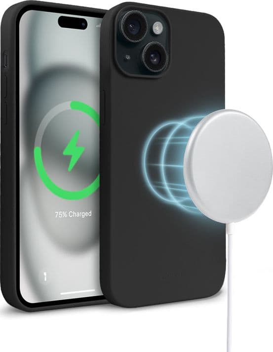 Crong Color Cover Magnetic - Custodia MagSafe per iPhone 15 Plus (Nero) - 5