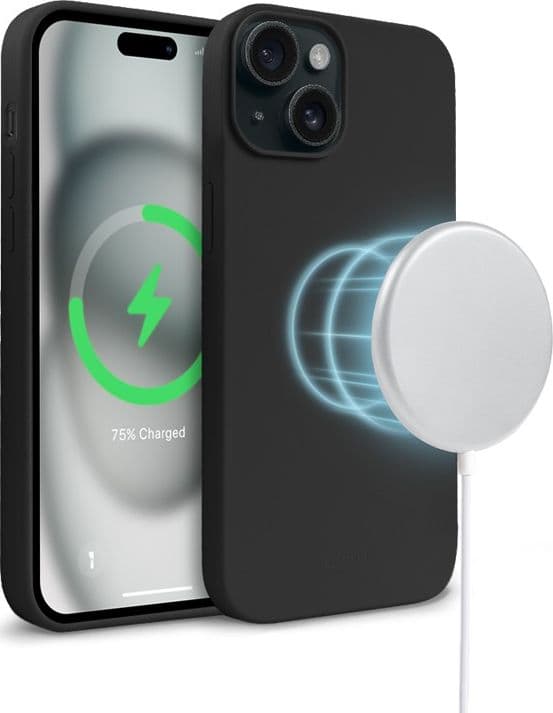 Crong Color Cover Magnetic - Custodia MagSafe per iPhone 15 Plus (Nero) - 10