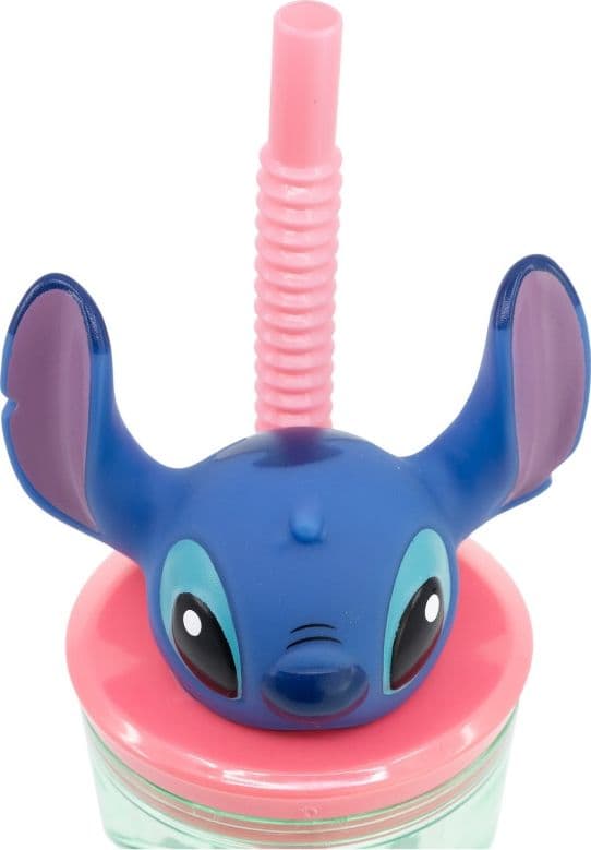 Disney Stitch - Tazza con cannuccia e personaggio 3D della collezione Flowers 360 ml - 4