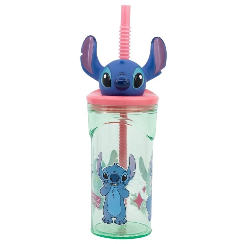 Disney Stitch - Tazza con cannuccia e personaggio 3D della collezione Flowers 360 ml - 5