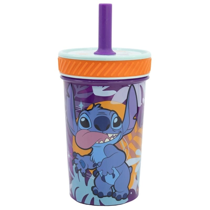 Disney Stitch - Tazza antiribaltamento Dropsafe con cannuccia in silicone della collezione Aloha 370 ml