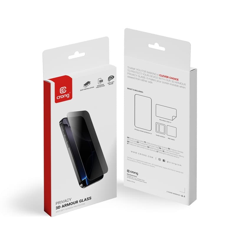 Crong Privacy 3D Armor Glass - Vetro temperato per la privacy iPhone 16 / iPhone 15 - 7
