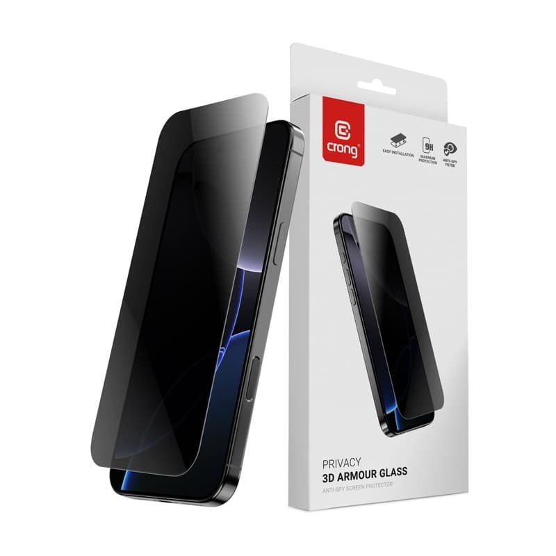 Crong Privacy 3D Armor Glass - Vetro temperato per la privacy iPhone 17 / iPhone 17 Pro / iPhone 16 Pro - 8