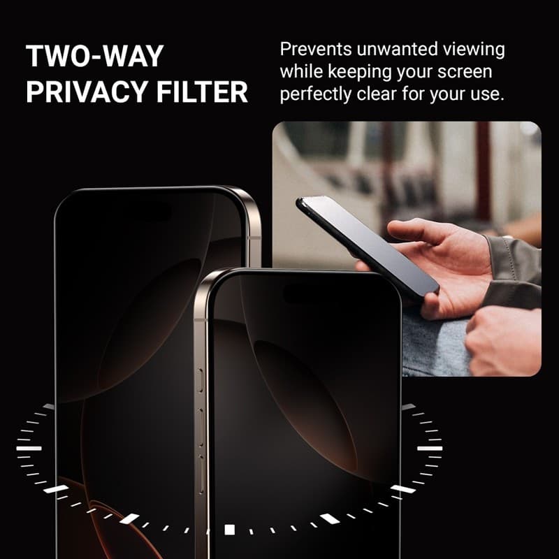 Crong Privacy 3D Armor Glass - Vetro temperato per la privacy iPhone 17 / iPhone 17 Pro / iPhone 16 Pro - 10