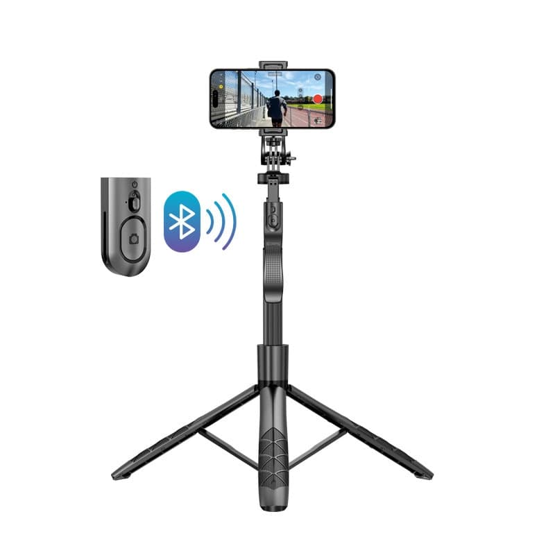 Crong SelfieGo Ultra – Treppiede per selfie Bluetooth in alluminio (nero) - 2