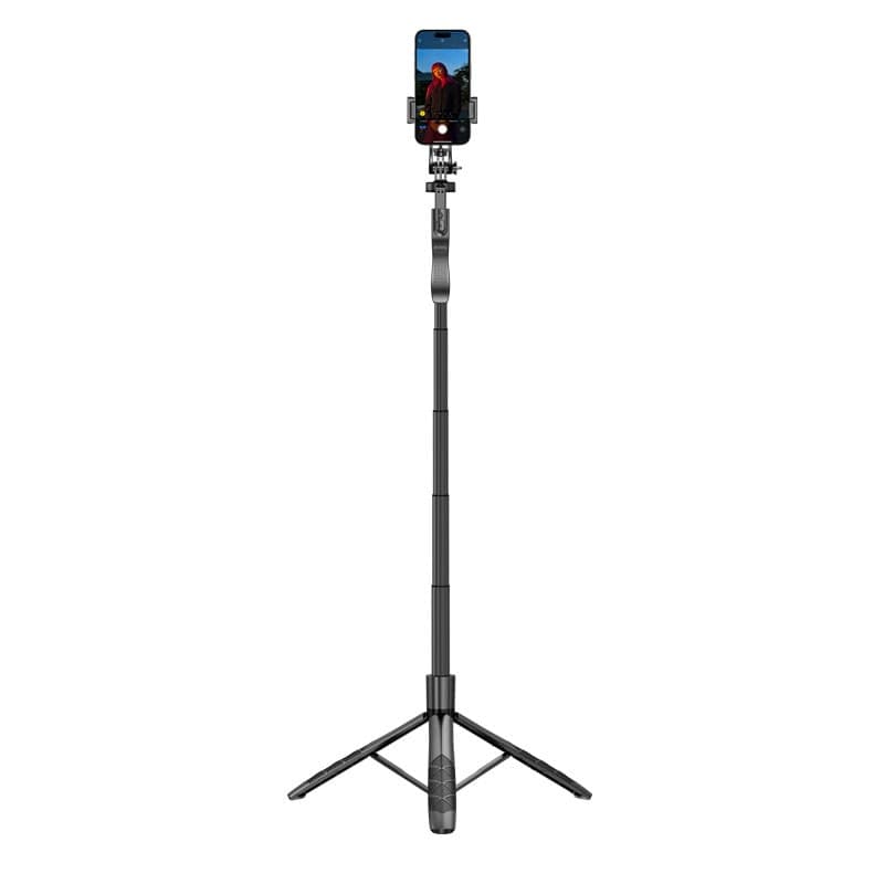 Crong SelfieGo Ultra – Treppiede per selfie Bluetooth in alluminio (nero) - 6
