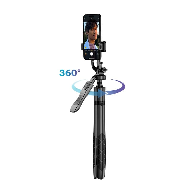 Crong SelfieGo Ultra – Treppiede per selfie Bluetooth in alluminio (nero) - 7