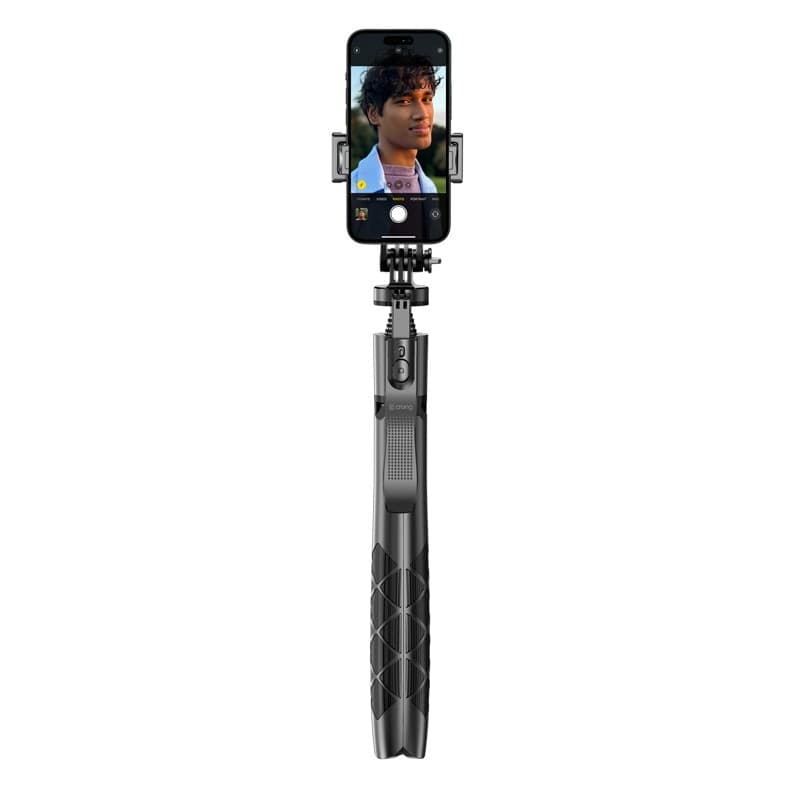 Crong SelfieGo Ultra – Treppiede per selfie Bluetooth in alluminio (nero) - 8