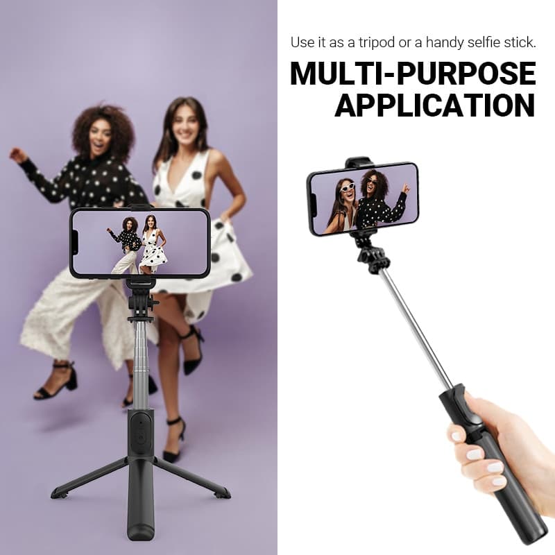 Crong SelfieGo Lite – Treppiede compatto per selfie con Bluetooth (nero) - 3
