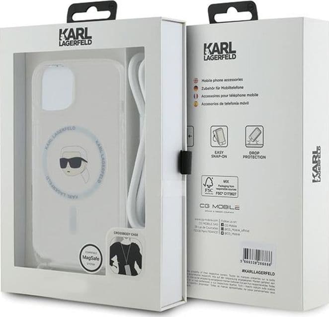 Karl Lagerfeld Crossbody IML Karl Head MagSafe - iPhone 15 / 14 / 13 Case (Transparent) - 14