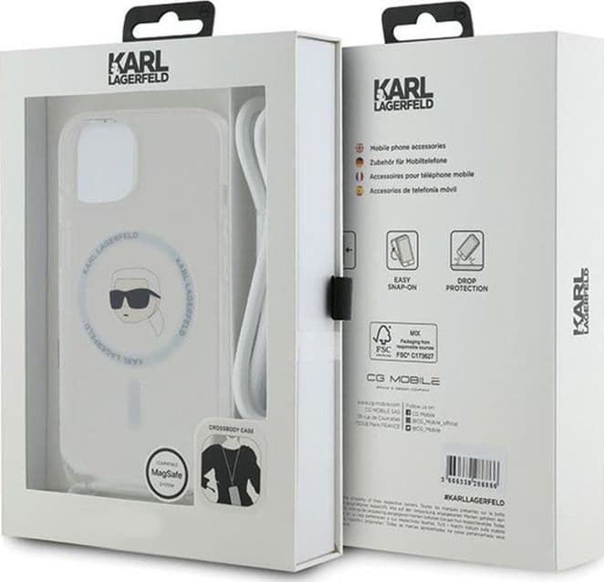 Karl Lagerfeld Crossbody IML Karl Head MagSafe - iPhone 15 / 14 / 13 Case (Transparent) - 7